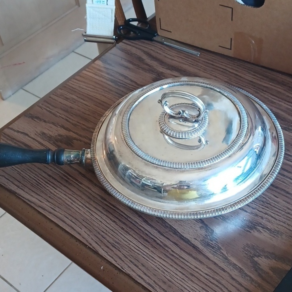 HARRODS SILVER PLATED A1 Covered Warming Pan, 10" Diameter